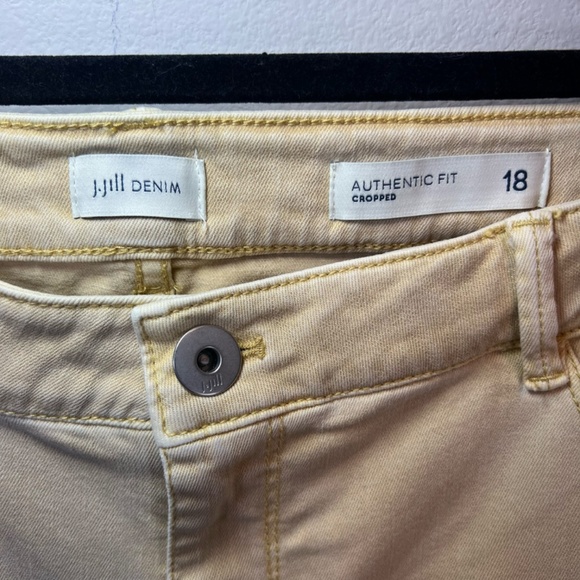 J. Jill Denim Womens Authentic Fit Cropped Jeans Yellow Capri Raw Hem Stretch 18 - Picture 5 of 13